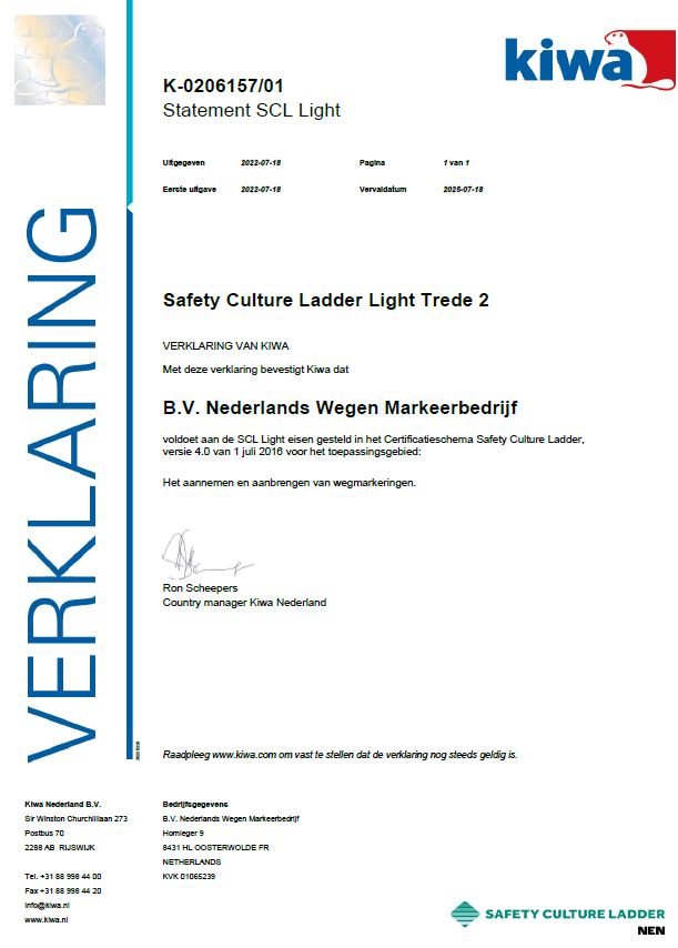 Certificaat Veiligheidsladder